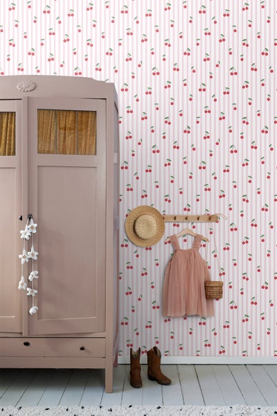 ESTAhome Tapete Kirschen Hellrosa - 50 x 900 cm - 131654