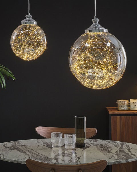 Hängeleuchte BENI Glas Silber
