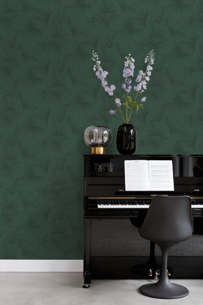 Origin Wallcoverings Tapete 3D Muster Blätter Dunkelgrün - 50 x 900 cm - 348011