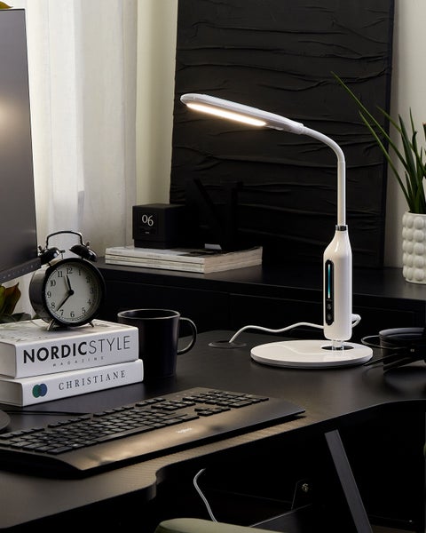 LED Schreibtischlampe CYGNUS mit Dimmer Metall Weiß