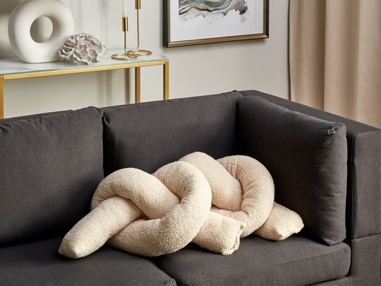 Dekokissen 2er Set GLADIOLUS Bouclé 172 x 14 cm Beige Ohne Muster