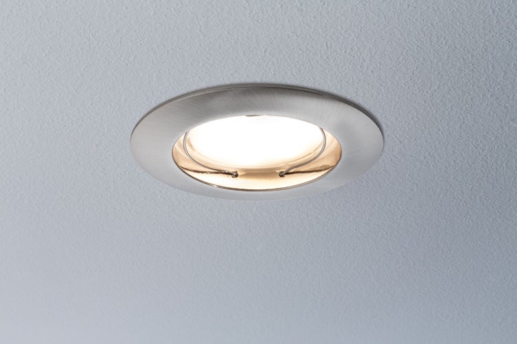 LED Einbauleuchte Warmweiß Coin IP44 rund 79mm Coin 3x6,8W 3x380lm 230V dimmbar 2700K Eisen gebürstet, Satin