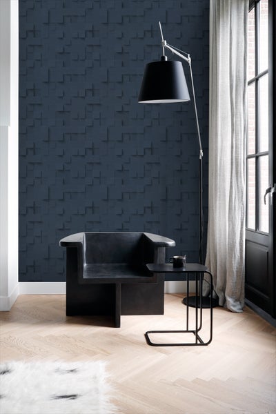 Origin Wallcoverings Tapete 3D-Würfel Dunkelblau - 50 x 900 cm - 347902