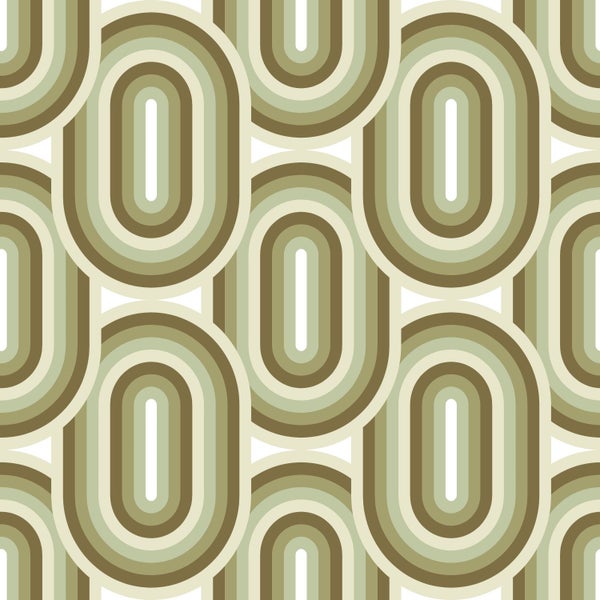 ESTAhome Tapete Retro-Ornamente Olivgrün - 50 x 900 cm - 130984