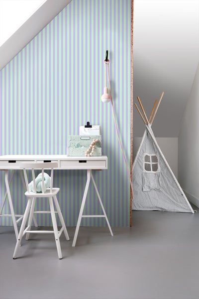 ESTAhome Tapete Streifen Lila und Grün - 50 x 900 cm - 131568