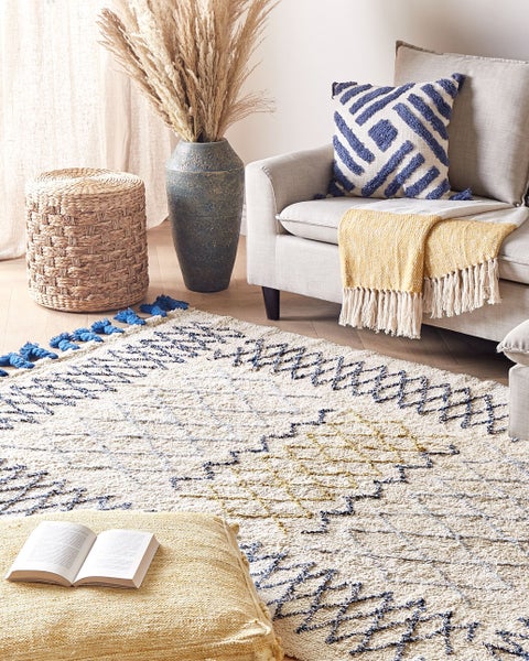 Teppich ERZINCAN Beige 140 x 200 cm Baumwolle