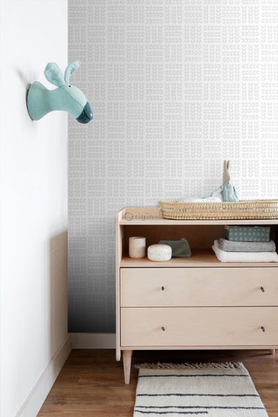 Origin Wallcoverings Tapete Blätter Weiß und Hellgrau - 53 cm x 10,05 m - 347500