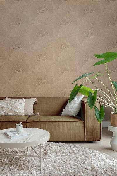 ESTAhome Tapete Blätter Sandbeige - 53 cm x 10.05 m - 139917