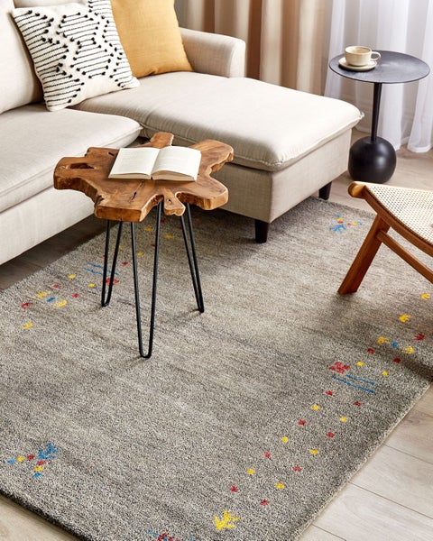 Teppich SEYMEN Grau 140 x 200 cm Wolle Gabbeh