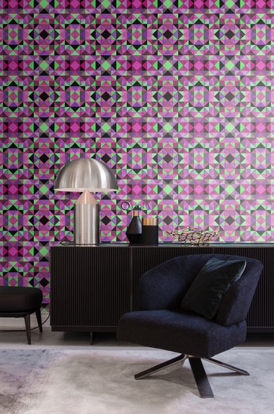 Origin Wallcoverings Tapete kubistisches Muster Rosa und Grün - 53 cm x 10.05 m - 346912