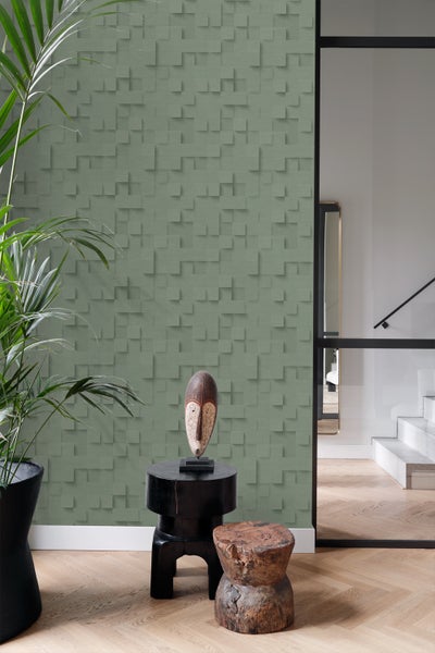 Origin Wallcoverings Tapete 3D-Würfel Graugrün - 50 x 900 cm - 347898