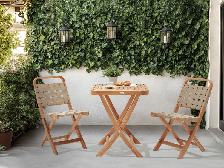 Bistro Set klappbar CALCIANO zertifiziertes Akazienholz Braun