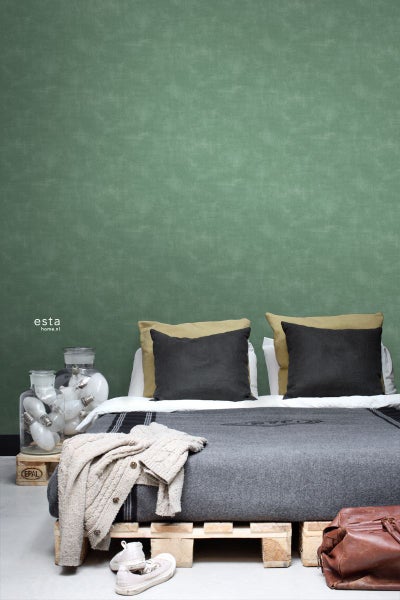 ESTAhome Tapete Betonoptik Dunkelgrün - 53 cm x 10.05 m - 139020