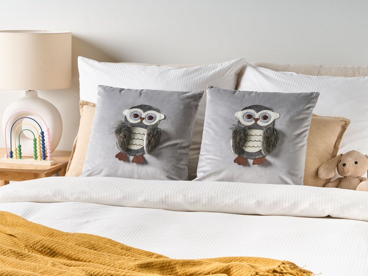 Dekokissen 2er Set OPHRYS Samtstoff 45 x 45 cm Grau