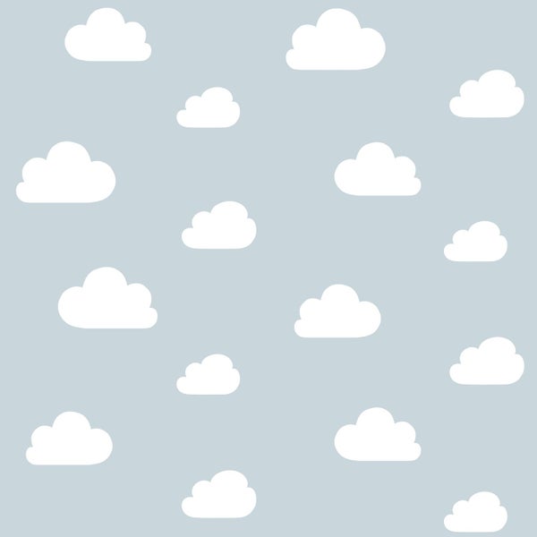 ESTAhome Tapete kleine Wolken Himmelblau - 53 cm x 10.05 m - 139485
