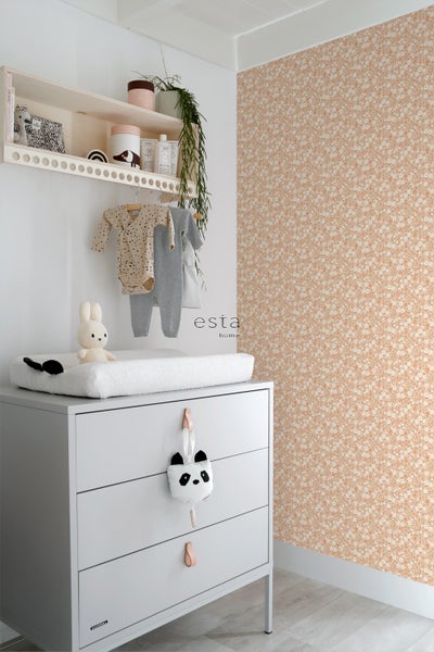 ESTAhome Tapete Blumen Terrakotta - 53 cm x 10.05 m - 139580