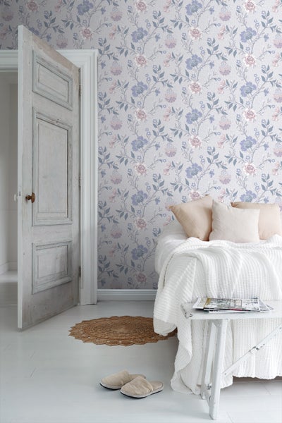 Duro Tapete Blumen Hellblau - 53 cm x 10.05 m - 661164