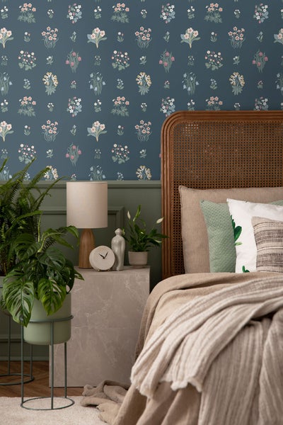 Borastapeter Tapete Blumen Blau und Mehrfarbig - 53 cm x 10.05 m - 662659