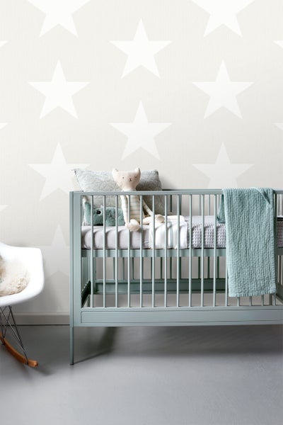ESTAhome Tapete Sterne auf Jeansstoff Beige - 53 cm x 10.05 m - 138977