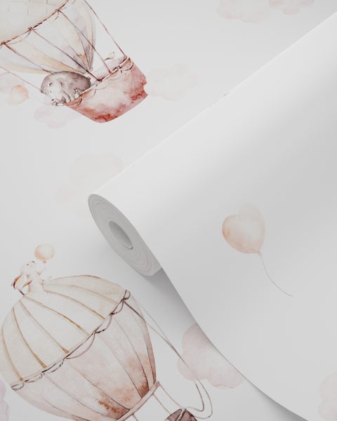 ESTAhome Tapete Luftballons Hellrosa und Beige - 50 x 900 cm - 131091