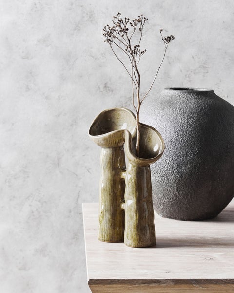 Blumenvase WATERPOPPY Steinzeug 28 cm Grün
