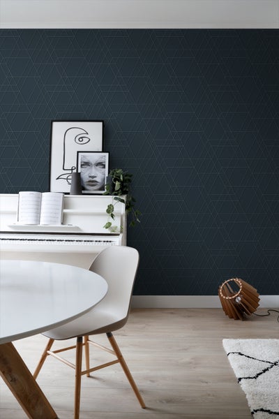 ESTAhome Tapete 3D-Muster Dunkelblau - 50 x 900 cm - 139605