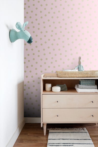 Origin Wallcoverings Tapete Punkte Rosa und Gold - 0,53 x 10,05 m - 347677