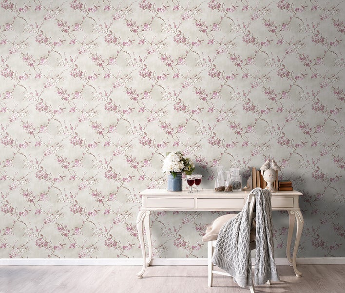 Sanders und Sanders Tapete Blumen Violett und Beige - 53 cm x 10 m - 640385