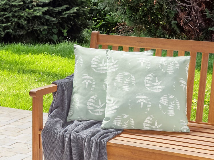 Gartenkissen 2er Set ALASSIO 45 x 45 cm Grün Pflanzenmuster