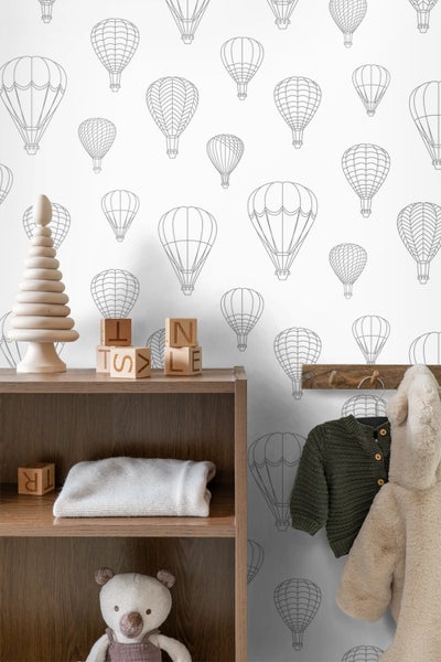 ESTAhome Tapete Luftballons Grau und Weiß - 50 x 900 cm - 139718