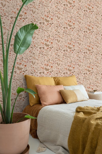 ESTAhome Tapete Feldblumen Terrakottarosa - 53 cm x 10.05 m - 139597