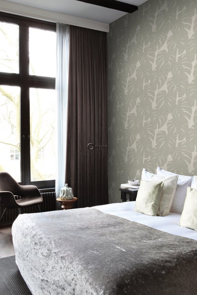 Origin Wallcoverings Tapete Blätter in Leinen-Optik Beigebraun - 53 cm x 10.05 m - 347761
