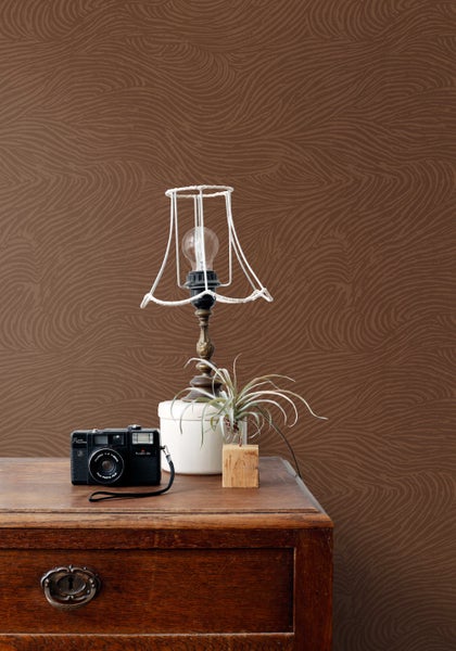 ESTAhome Tapete 3d Wellenförmige Linien Terrakotta - 50 x 900 cm - 131368