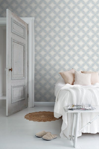 Duro Tapete Fliesenmuster Graublau - 53 cm x 10.05 m - 661169