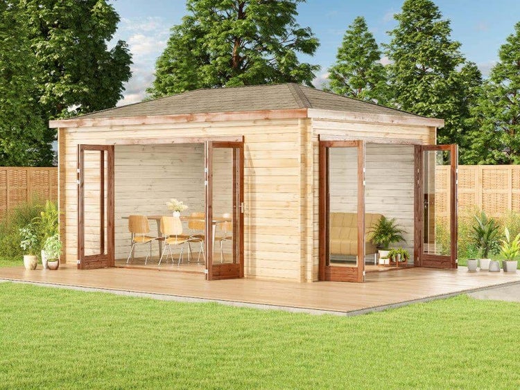 Alpholz Gartenhaus Sunrise ISO Gartenhaus aus Holz, Holzhaus mit 40 mm Wandstärke, Blockbohlenhaus mit Montagematerial