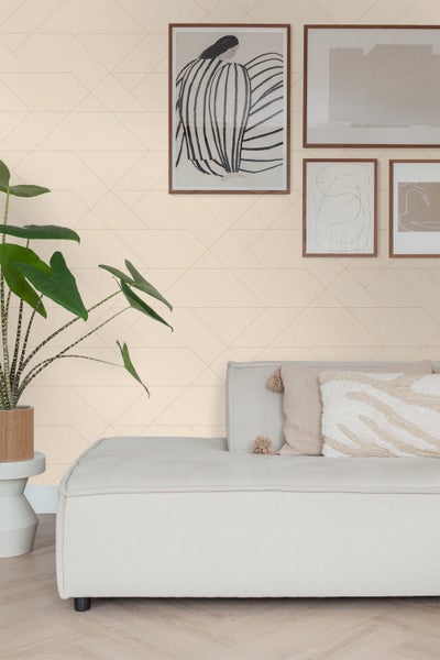 ESTAhome Tapete grafische Linien Beige - 50 x 900 cm - 139773