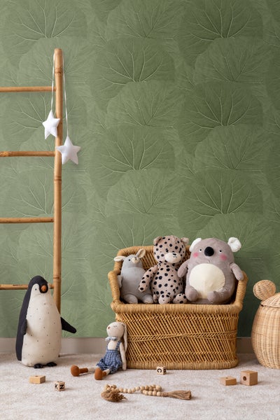 Walls4You Tapete tropische Blätter Olivgrün - 53 cm x 10.05 m - 935305