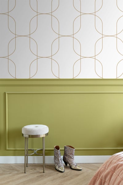 ESTAhome Tapete geometrische Formen Weiß und Gold - 50 x 900 cm - 139648