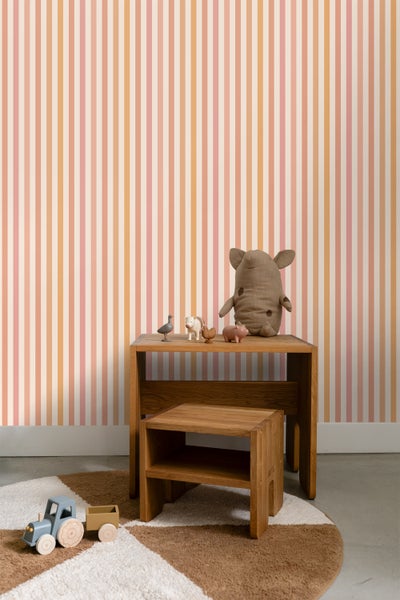 ESTAhome Tapete Streifen Orange und Rosa - 50 x 900 cm - 131604