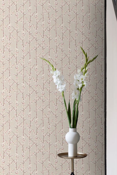 Sanders und Sanders Tapete Blüte Sandbeige und Weiß - 53 cm x 10 m - 640181