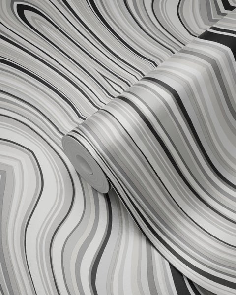 Origin Wallcoverings Tapete grafische Linien Schwarz und Weiß - 53 cm x 10.05 m - 347230