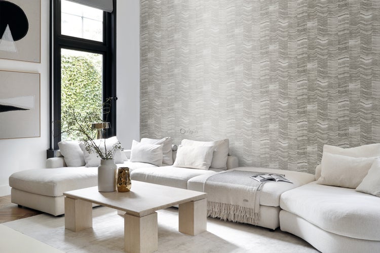 Origin Wallcoverings Tapete Zick-Zack-Mamorstreifen Hellgrau - 53 cm x 10.05 m - 337246