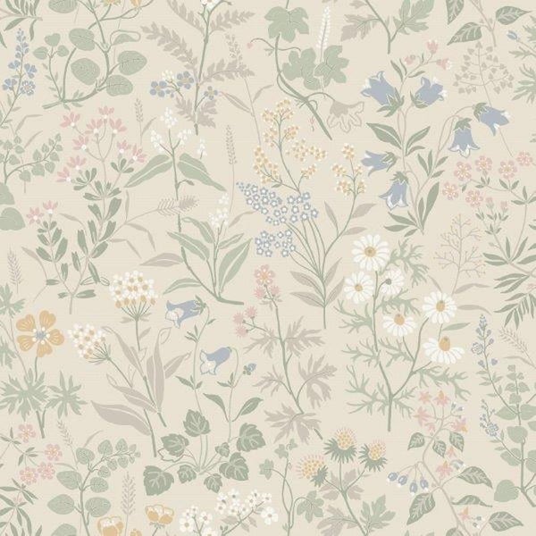 Borastapeter Tapete Feldblumen Beige und Mehrfarbig - 53 cm x 10.05 m - 660019