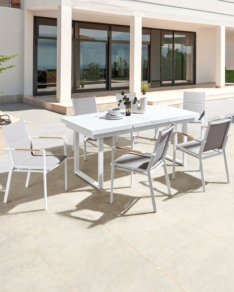 Gartenstuhl 6er Set BUSSETO Metall Grau