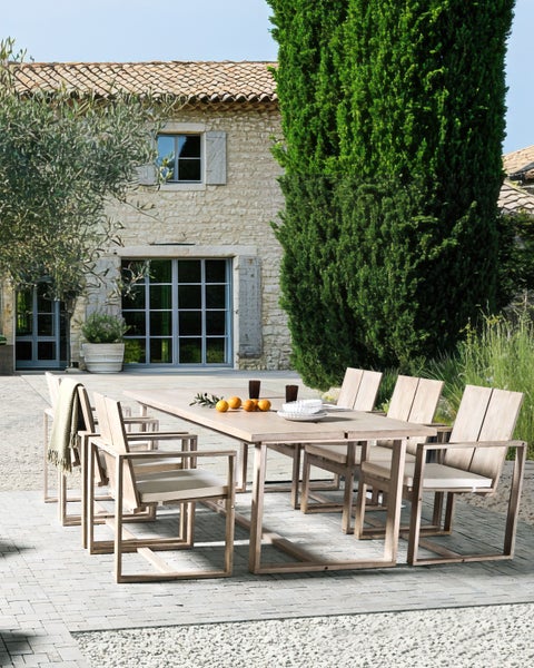 Set mit 6 Stühlen und Sitzkissen AZZANELLO Akazienholz Cremeweiß