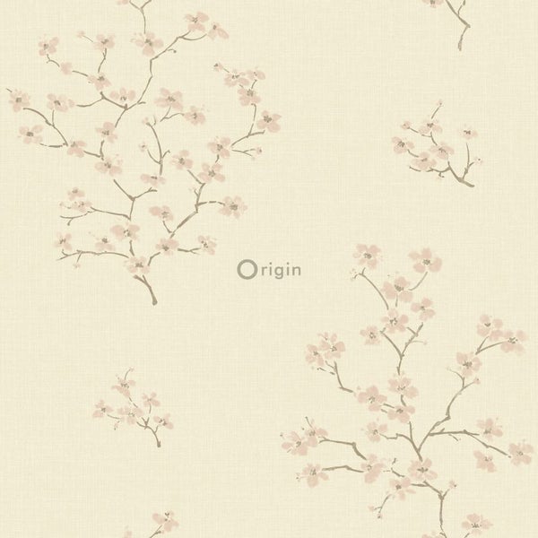 Origin Wallcoverings Tapete Blüte Beige und Rosa - 53 cm x 10.05 m - 346545