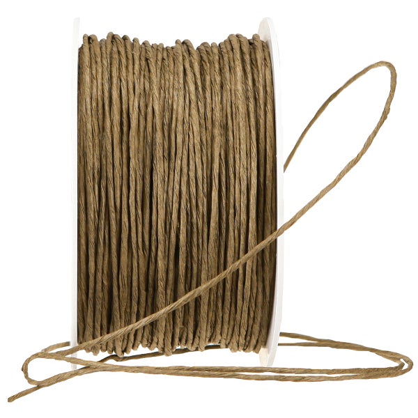 Braune Papierkordel auf Spule zum Binden im Garten oder für Bastelarbeiten.