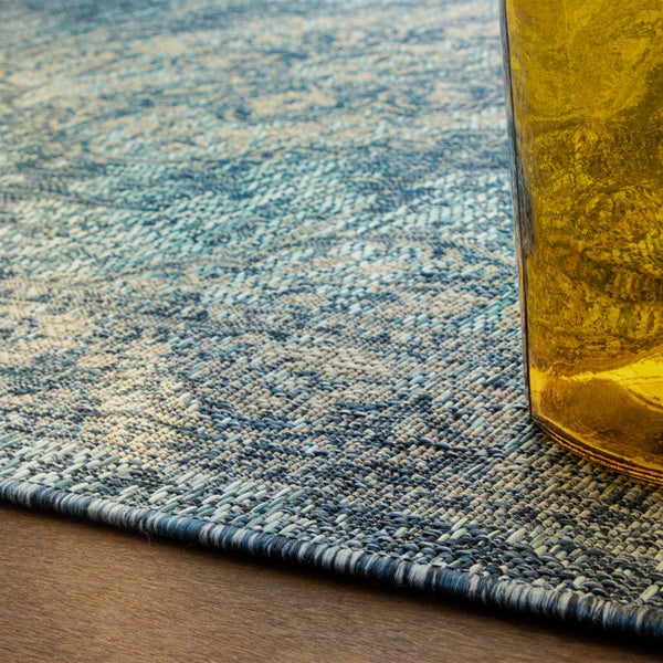 Kurzflor Teppich Percival Blau Orientalisch 80 x 150 cm