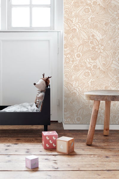 ESTAhome Tapete Blumenzeichnungen Beige - 53 cm x 10.05 m - 139547