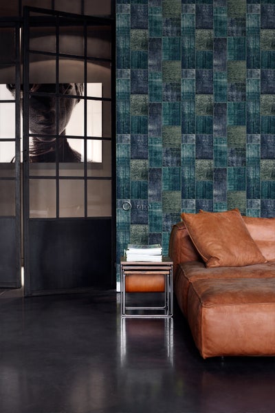 Origin Wallcoverings Tapete Kelim-Patchwork Smaragdgrün - 53 cm x 10.05 m - 347467